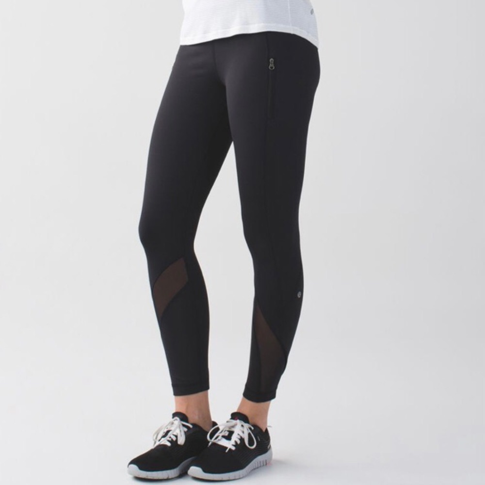 Lululemon Black Inspire Tight II with Gold Zipper